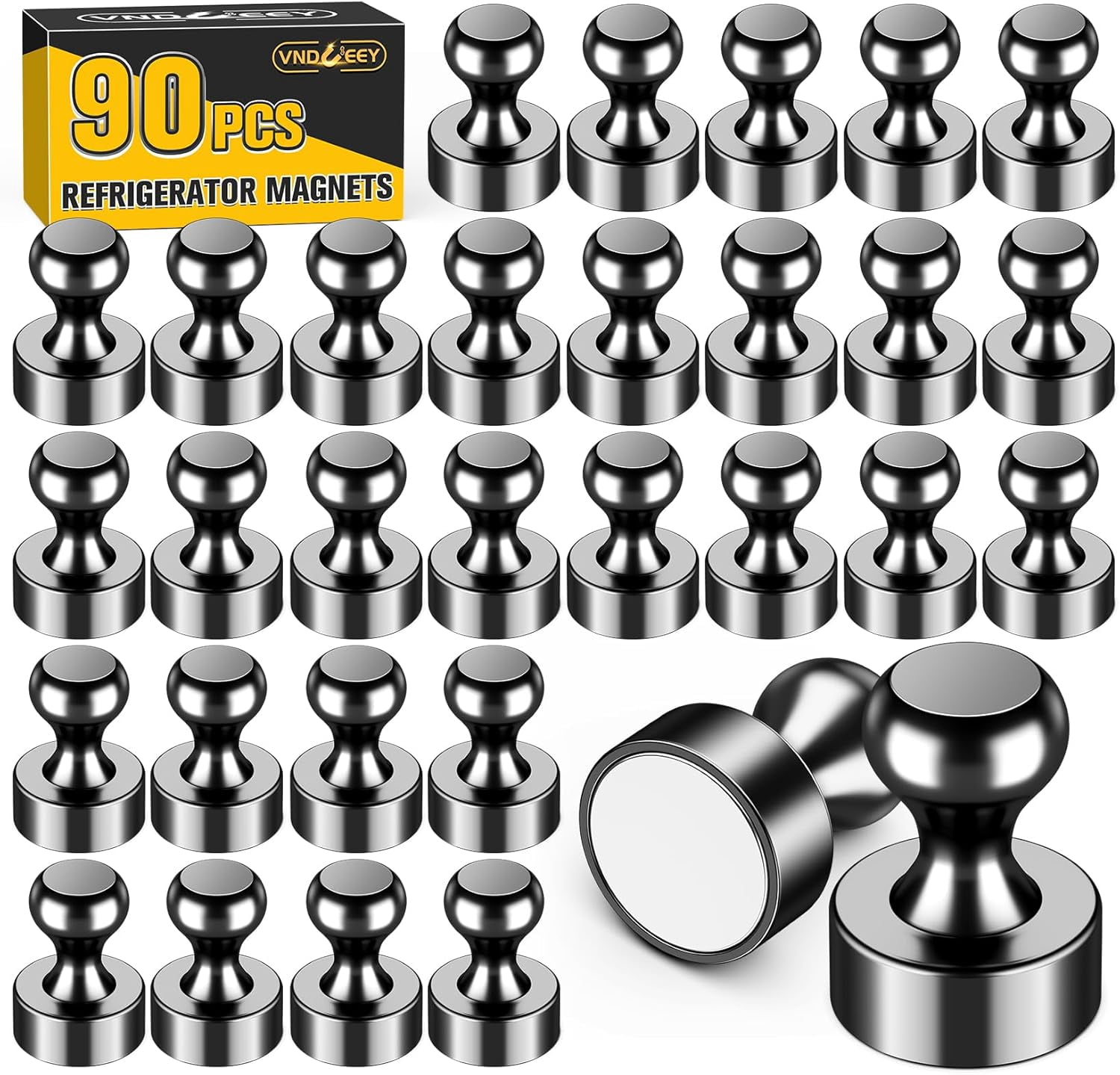 90 Pack Black Fridge Magnets, Refrigerator Magnets Strong Magnets for ...