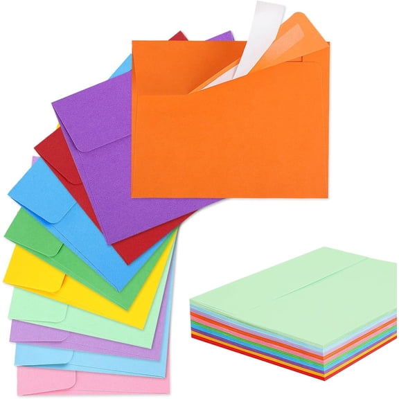 90 Pack Colored Envelopes, 3.625x5.125" A1 Card Envelopes - Printable Invitations for Weddings, Greeting Cards & Postcards