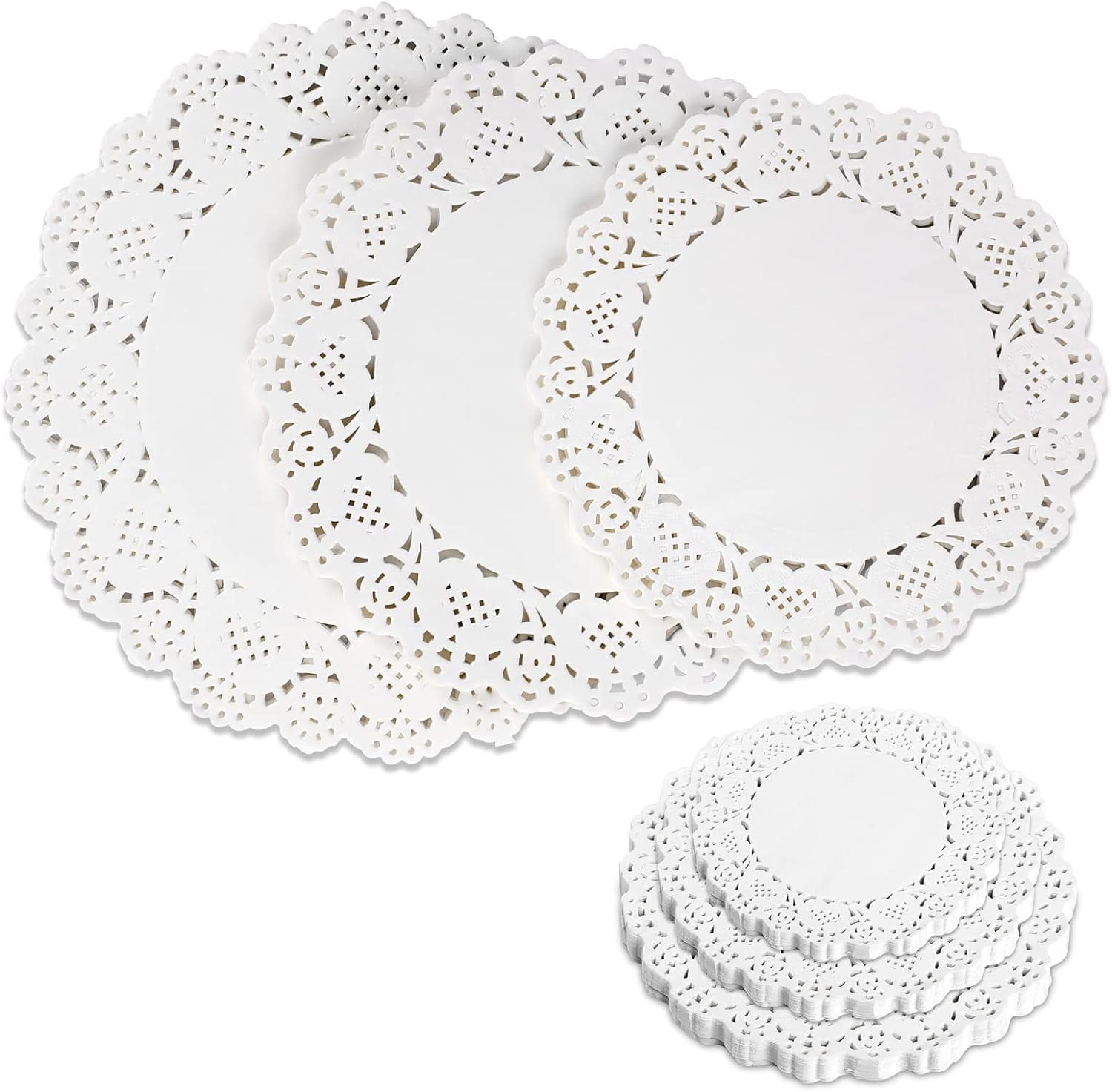 90 Pack Lace Paper Doilies Assorted Sizes, White Round Paper Doilies for Food, Cake, Crafts, Table, Party Wedding Tableware Decoration Paper Placemats 6 inch,7 inch,8 inch