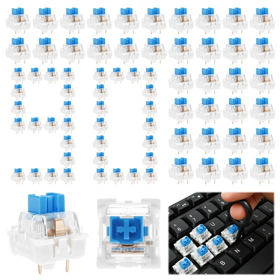 90-Pack Mechanical Keyboard Switches – Robust Construction, Dust-Proof & Water-Resistant, Clear Feedback, Ideal for Mechanical Gaming Keyboards