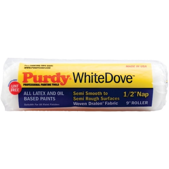 90-Pack of 9” x 1/2” Nap Purdy 14A670093 White Dove Roller Cover, Dralon