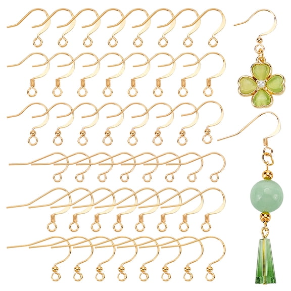 90 Pairs 18K Gold Plated Earring Hooks 6 Style Fishhook Earrings Brass Ear Wires Fish Hooks French Wire Hooks with Loops