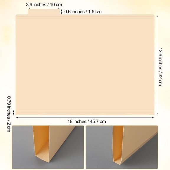90 Pcs 11x17 Manila File Folders 1/3 Cut Tab Folders Heavy Duty File Folders Legal Size Reinforced Hanging File Folder with Pockets for Filing Cabinet Organizer File Storage