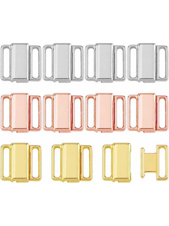 90 Pcs 3 Colors Bikini Clasp Bra Buckles Front Closing Bra 14x15.5mm Bikini Hook Closure Bra Clasp Replacement Part for DIY handcrafting