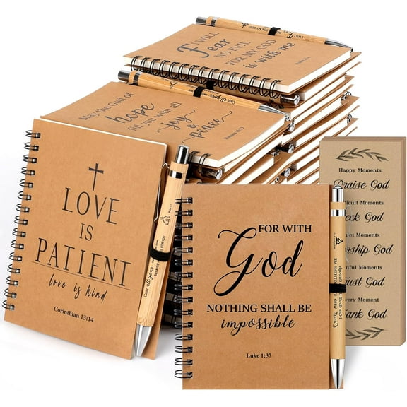 90 Pcs/30 Set Christian Gifts Bulk - Prayer Journal Scripture Notebook with Ballpoint Pen and Christian Bookmark,Christmas Gifts for Pastor Church Members Bible Study Groups