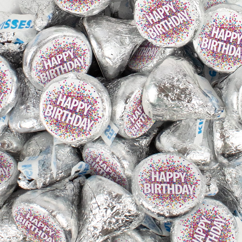 85 pcs Birthday Candy Hershey's Kisses Chocolate Party Favors (13.6oz, Approx. 85 pcs)  - By Just Candy
