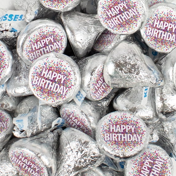 85 pcs Birthday Candy Hershey's Kisses Chocolate Party Favors (13.6oz, Approx. 85 pcs) - By Just Candy