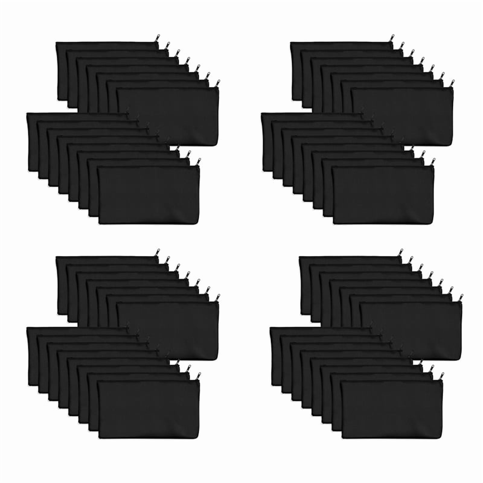 90 Pcs Black Blank Canvas Bag 8.3X4.7in Stationery Storage Zipper Bag DIY Graffiti Pencil Case DIY Gift Bag