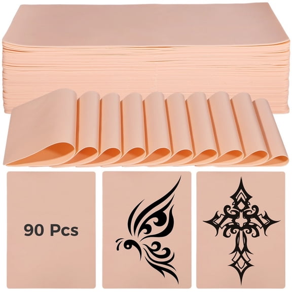 90 Pcs Blank Practice Skins, Silicone Fake Skins for Practice, 7.55.5in Double Sided Silicone Sheets for Microblading Eyebrow Training, Beginners and Artists