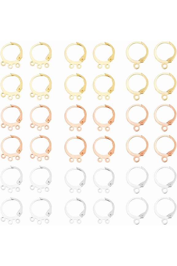 90 Pcs Brass Leverback Earring French Hooks 9 Styles Lever Back Earwires with 1/2/3 Open Loops Dangle Ear Wire for DIY Earring Making Jewelry for DIY