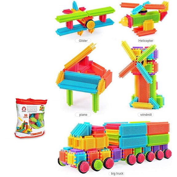 90 Pcs Bristle Shape Building Blocks Toy Set for toddlers Kids