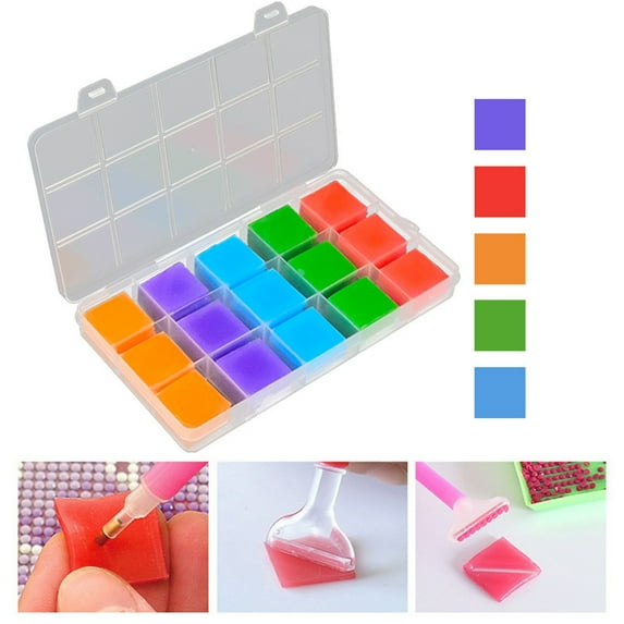 90 Pcs Diamond Painting Glue Clays, 5 Colors Wax for Diamond Art, 2.5x2.5 cm Diamond Art Supplies for Embroidery Cross Stitch Diamond Dots Wax