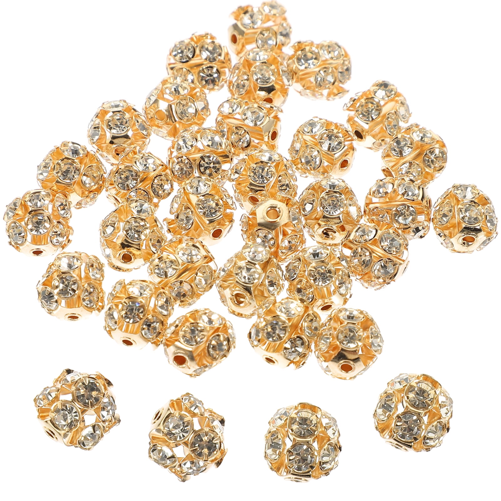 90 Pcs Drill Ball Spacer Necklace Diamond Beads Jewelry DIY Crafts Making Loose Charm Rhinestones