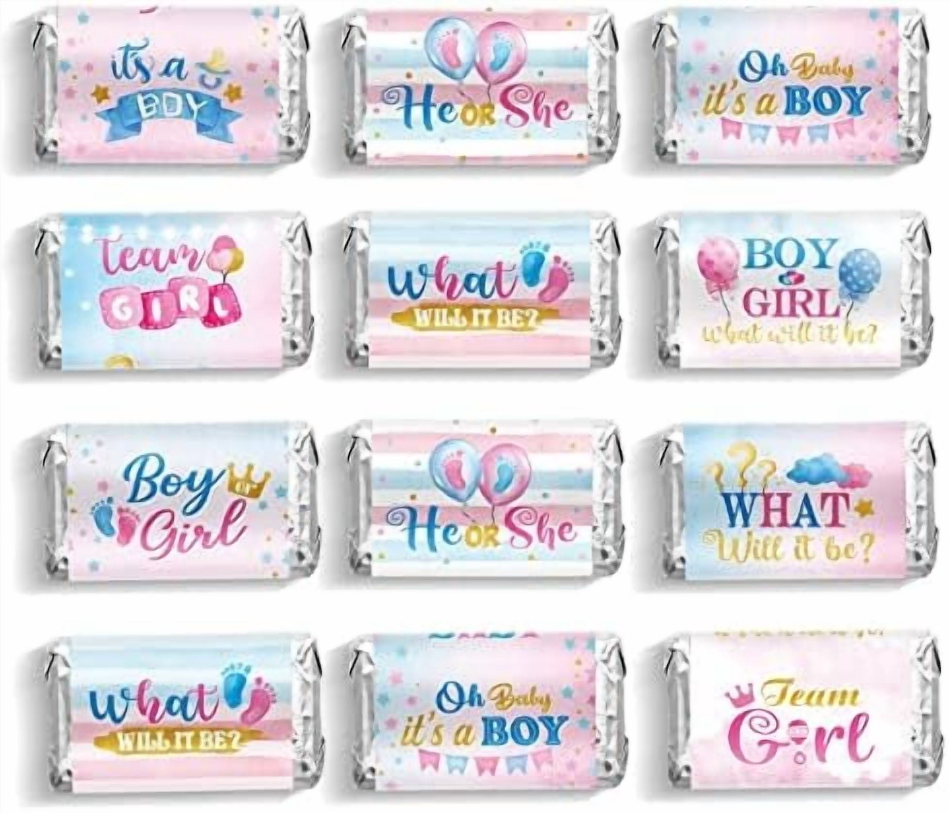 Wrapper Girl 90 Pcs Gender Reveal Candy Wrappers: Mini Chocolate Wrappers, Team Boy ...