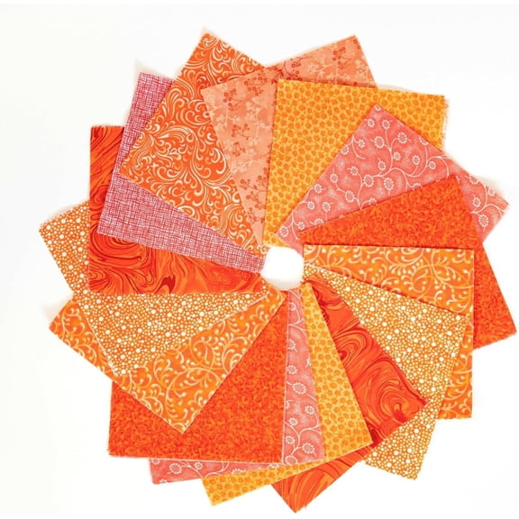 90 Pcs It's All Orange Pre-Cut Charm Pack 5" Squares Fabric Quilt 100% Cotton