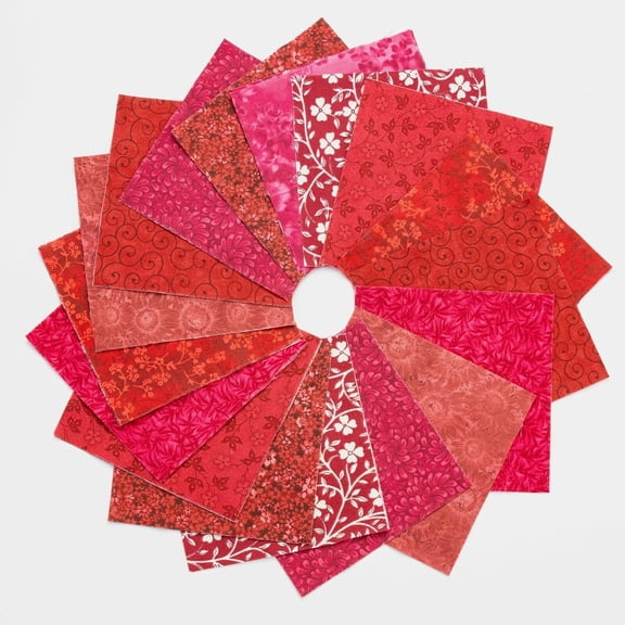 90 Pcs It's All Red Pre-Cut Charm Pack 5" Squares Fabric Quilt 100% Cotton