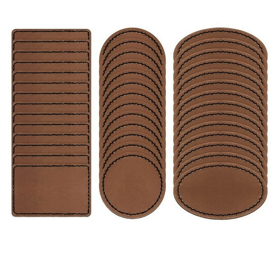 90 Pcs Leatherette Blank Hat Patches Iron on Patch Rustic Faux Leather for Jacket Backpack