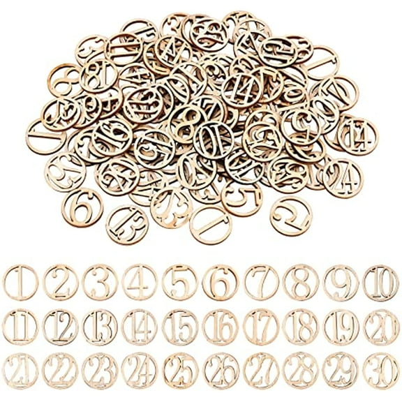 90 Pcs Number Wooden Calendar 1-30 Christmas Countdown Advent Calendar Wooden Number Pendants for Christmas Tree Decoration DIY Crafts Gift Tags Hanging Ornaments 3 Sets