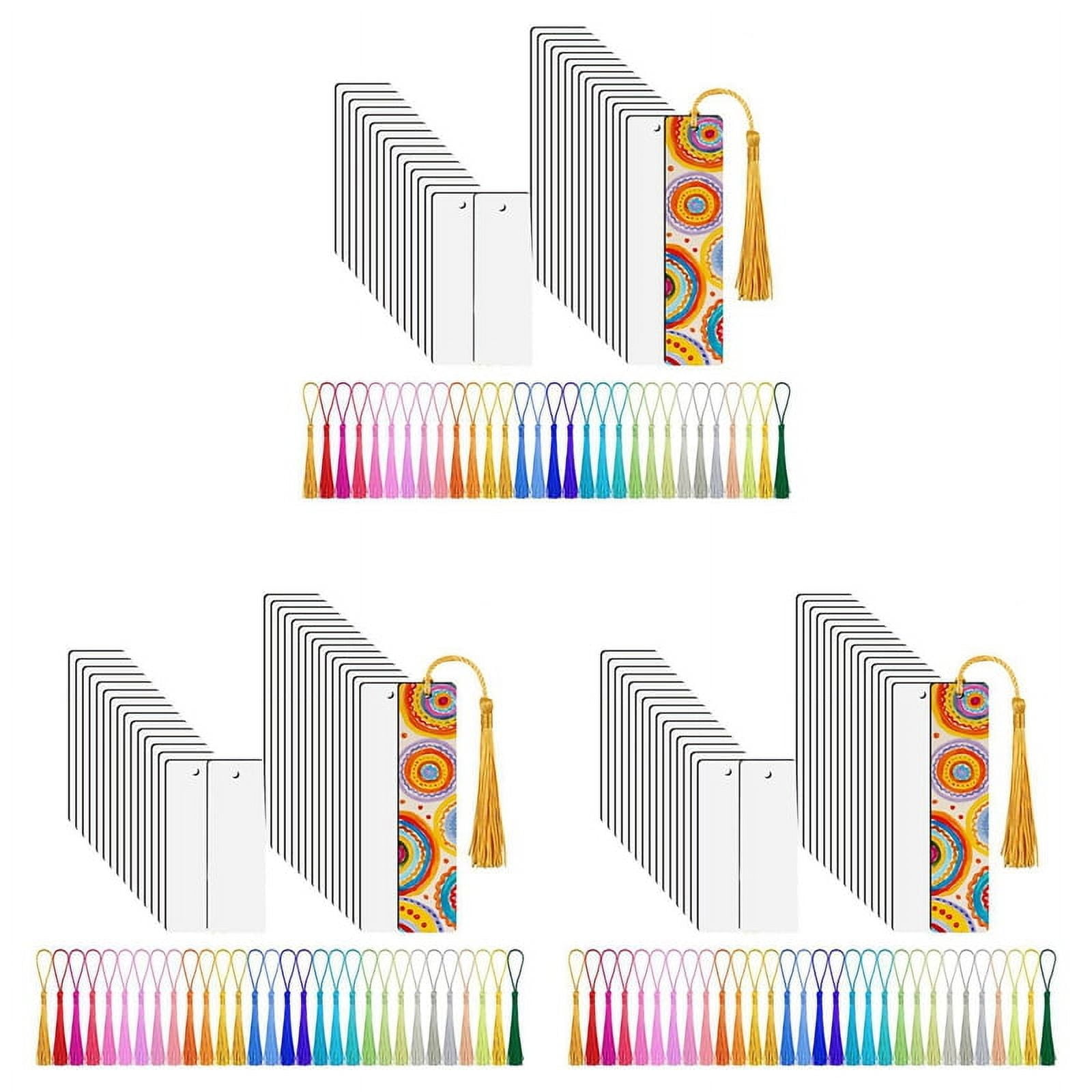 90 Pcs Sublimation Blanks Bookmark, Sublimation Blanks with 90 Pcs Colorful Tassels for DIY Bookmarks Crafts Projects