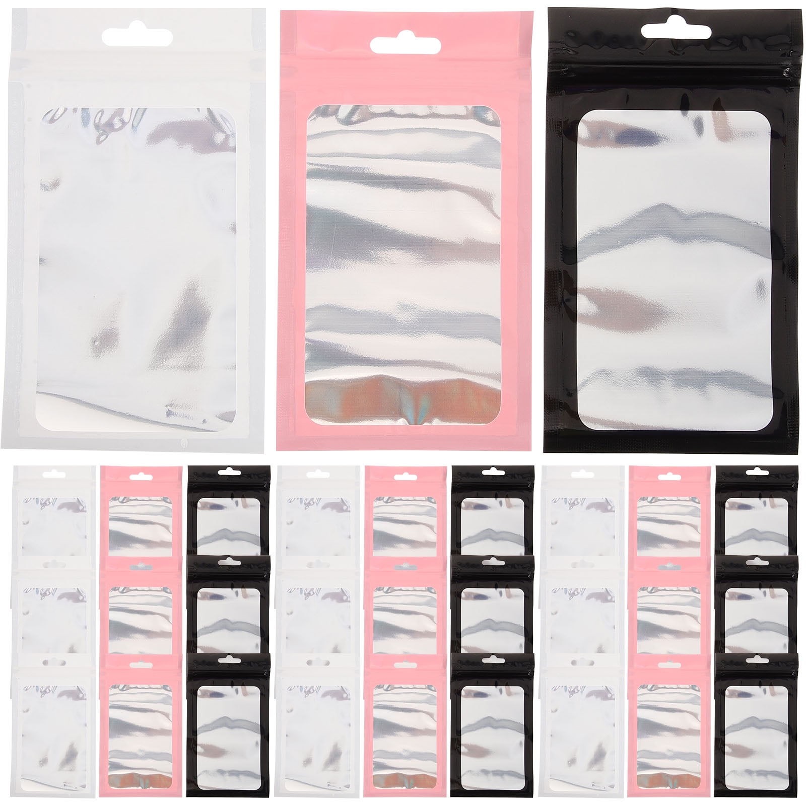 90 Pcs Transparent Packaging Bag Rings Bags for Small Business Jewelry Resealable Baggies Open