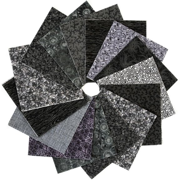 90-Piece It's All Black Charm Pack 5-Inch Squares 100% Cotton Quilt Fabric