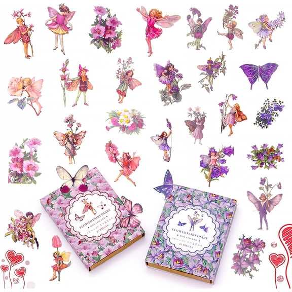 90 Pieces Fairy Stickers for Scrapbook, Transparent Flower Fairy Patch for Scrapbooking Hand Ledger Phone Case Laptop Diary DIY Crafts