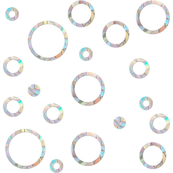 90 Pieces Static Window Clings Anti Collision Window Decals for Bird Strikes, Glass Door Window Stickers, Stop Birds Flying into Windows, Ring Style