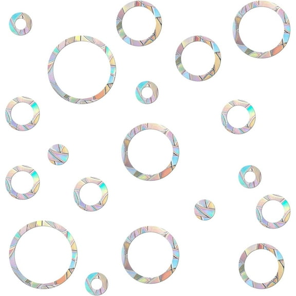 90 Pieces Static Window Clings Anti Collision Window Decals for Bird Strikes, Glass Door Window Stickers, Stop Birds Flying into Windows, Ring Style
