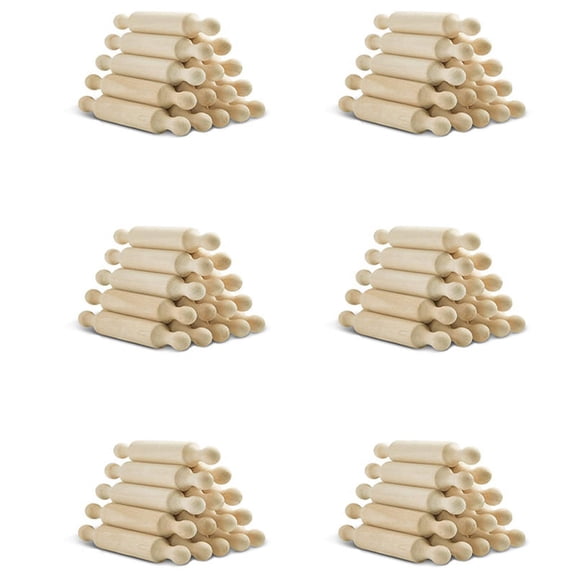 90 Pieces Wooden Mini Rolling Pin 6 Inches Long Kitchen Baking Rolling Pin Small Wood Dough for Children Fondant