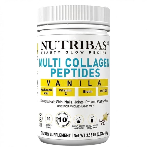 Nutribas Collagen Powder with Vitamin C Collagen Peptides Powder for Protein Collagen Shakes | Easy-Mix Collagen Mix | Protein for Women & Men
