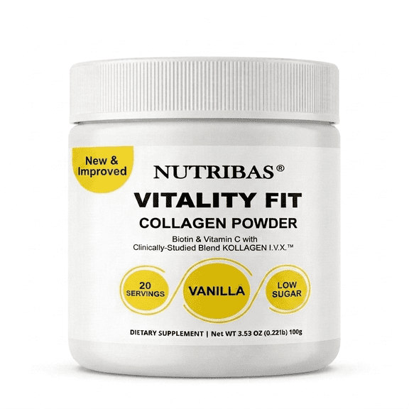 VITALITY FIT Collagen Powder Unflavored, with MCT Oil, Hair Skin Nails Supplement, 1 Month Supply