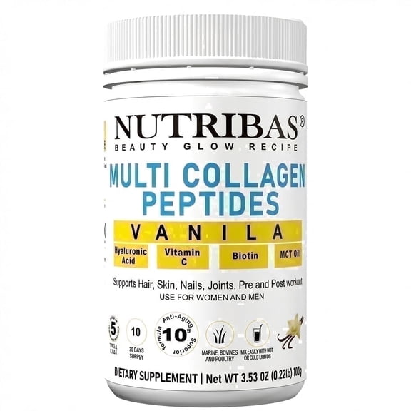 NUTRIBAS Multi Collagen Protein Powder, Vanilla Flavored, Keto Collagen Creamer