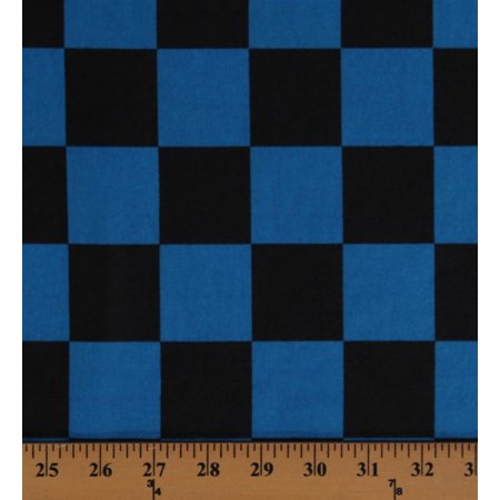 90" Racing Check Blue Black Checkerboard Squares Nylon Fabric by the Yard (A103.06)
