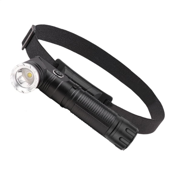 90° Rotating Head LED Flashlight with Base and Battery Display for Camping Hiking and Work Black