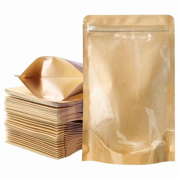 90 Semi Transparent Kraft Paper Bags - Stylish Yin-Yang Design for Food Storage and Packaging