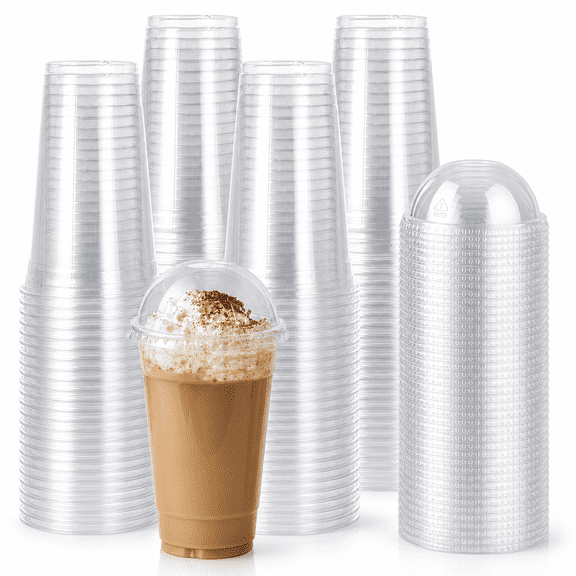 90 Sets 20 Ozr Plastic Cups With Dome Lids 20 Disposable Drinking Parfait For Ice Coffee Smoothie Frappuccino Bubble Boba