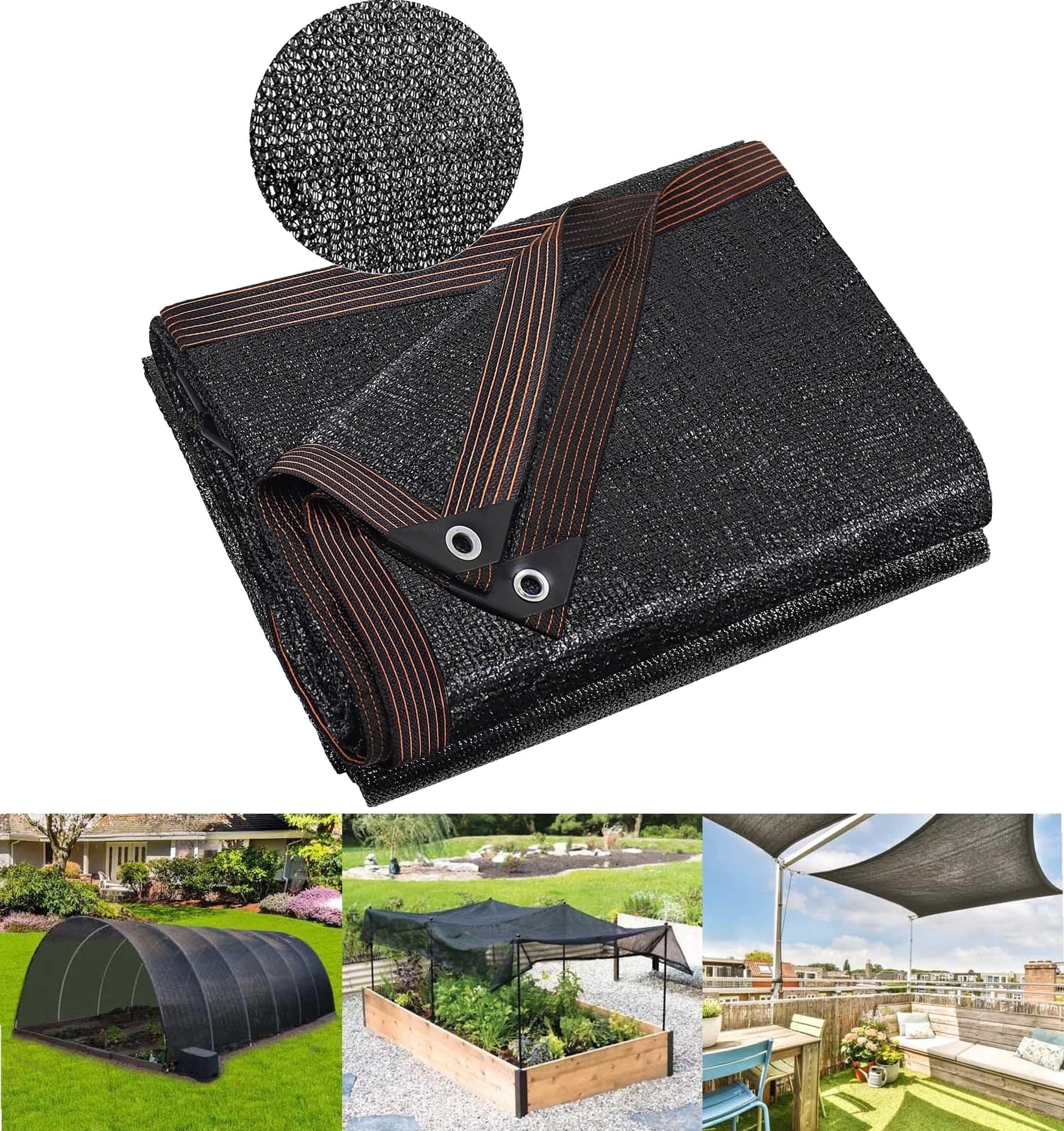 90% Shade Cloth, 6.5 x 6.5 FT Resistant Sun Shade Net ,Shade Cloth with Grommets, Mesh Shade Tarp for Greenhouse, Pergola,Plant, and Backyard Patio Sunshade,Black