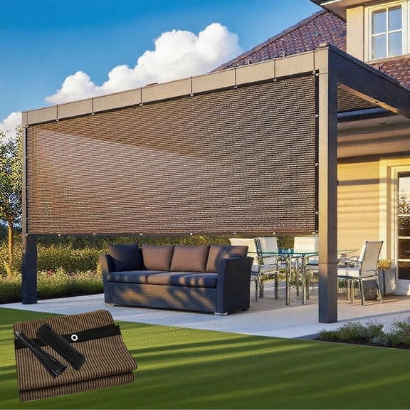 90% Shade Cloth, Encrypted Sunshade Mesh, Durable Fence Protection Mesh, Pergola Shade Canopy, Shade Cover, Shading Sunscreen Mesh for Patio Garden Courtyard Coop Porch (Mocha, 3' x 6')