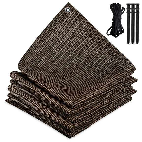 90% Shade Cloth Mocha Sunblock Fabric with Rope UV Resistant for Patio/Pergola/Canopy, 10x10ft