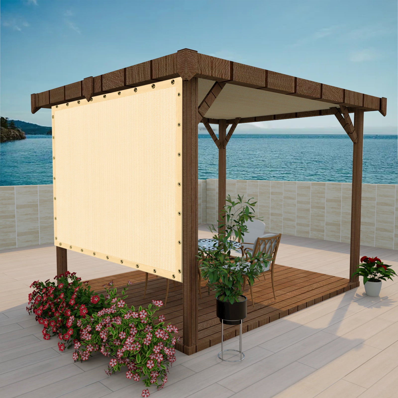 90% Shade Fabric Sun Shade Cloth with Grommets GN08 for Pergola ...