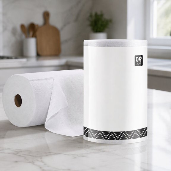 90 Sheets Microfiber Cleaning Cloth Roll, 12" x 12" Tear-Away Reusable Cleaning Rags, White