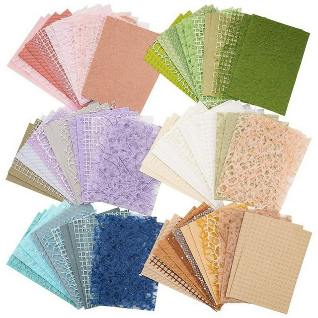 90 Sheets Scrapbook Paper and Decorative Mesh Fabric Assorted Set - 6 Pack Mixed Special Paper for Scrapbooking,B