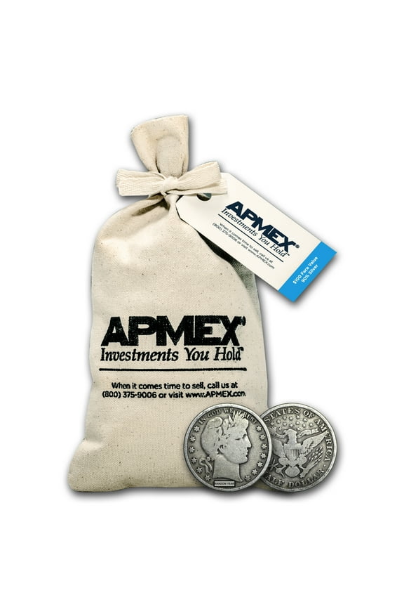 90% Silver Barber Half-Dollars $100 Face Value Bag