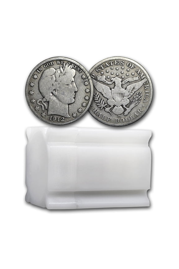 90% Silver Barber Halves $10 20-Coin Roll VG+