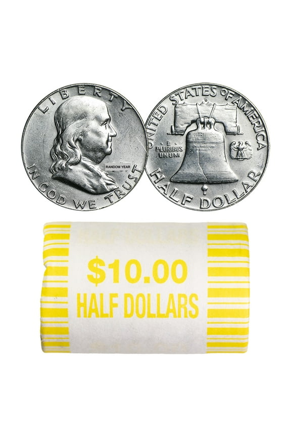 90% Silver Franklin Halves - $10 20-Coin Roll AU