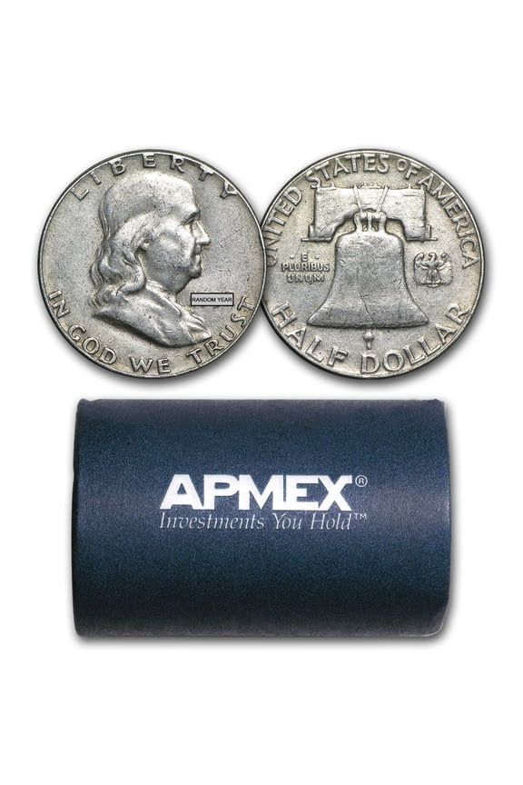 90% Silver Franklin Halves $10 20-Coin Roll Avg Circ