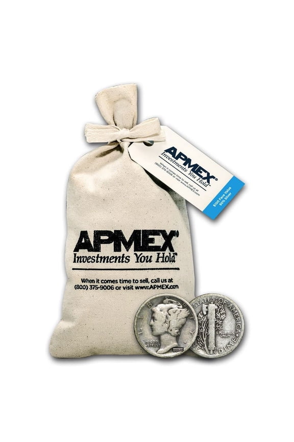 90% Silver Mercury Dime $100 Face Value Bag