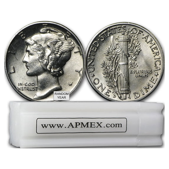 90% Silver Mercury Dime 50-Coin Roll BU (Random Years)