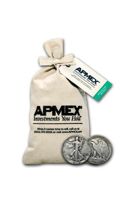 90% Silver Walking Liberty Half-Dollars $500 Face Value Bag