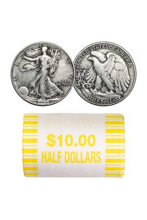 90% Silver Walking Liberty Halves - $10 20-Coin Roll Avg Circ